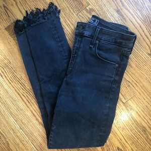 High-waisted Distressed Black Skinny Jeans